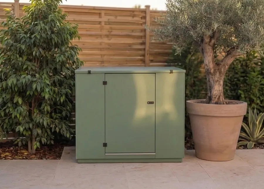 Box technique POOLP taille S, équipée pour la filtration piscine – local technique piscine préfabriqué